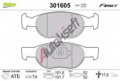 VALEO Sada brzdovch destiek FIRST VA 301605, 301605
