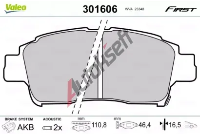 VALEO Sada brzdovch destiek FIRST VA 301606, 301606