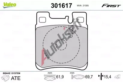 VALEO Sada brzdovch destiek FIRST VA 301617, 301617