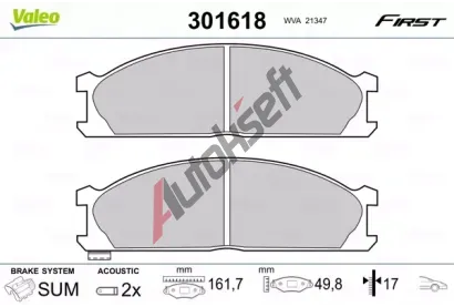 VALEO Sada brzdovch destiek FIRST VA 301618, 301618