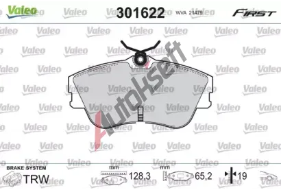 VALEO Sada brzdovch destiek FIRST VA 301622, 301622