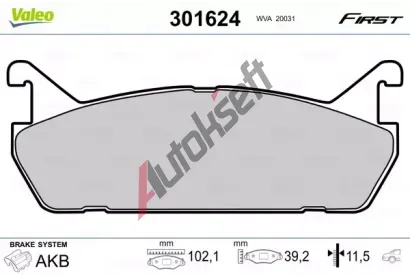 VALEO Sada brzdovch destiek FIRST VA 301624, 301624
