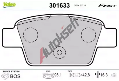 VALEO Sada brzdovch destiek FIRST VA 301633, 301633