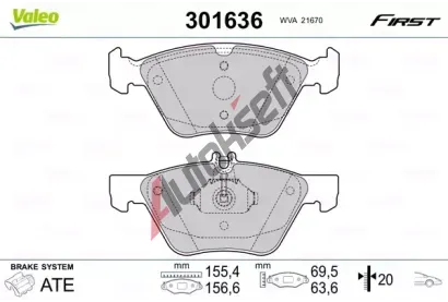 VALEO Sada brzdovch destiek FIRST VA 301636, 301636