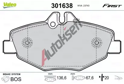 VALEO Sada brzdovch destiek FIRST VA 301638, 301638