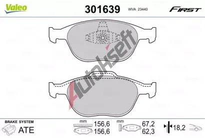 VALEO Sada brzdových destiček FIRST VA 301639, 301639 VALEO Sada brzdových destiček FIRST VA 301639, 301639