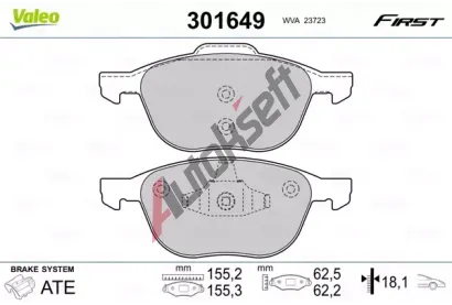 VALEO Sada brzdovch destiek FIRST VA 301649, 301649