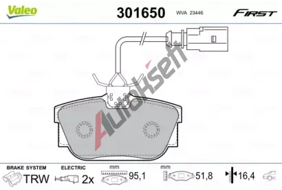 VALEO Sada brzdovch destiek FIRST VA 301650, 301650