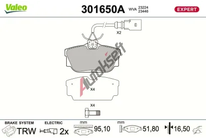 VALEO Sada brzdov�ch desti�ek EXPERT VA 301650A, 301650A