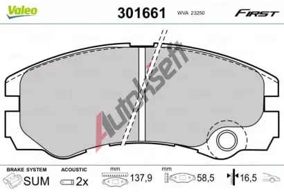 VALEO Sada brzdovch destiek FIRST VA 301661, 301661