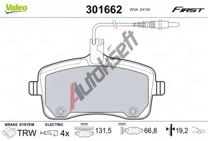 VALEO Sada brzdovch destiek FIRST VA 301662, 301662