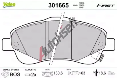 VALEO Sada brzdovch destiek FIRST VA 301665, 301665