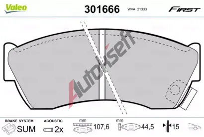 VALEO Sada brzdovch destiek FIRST VA 301666, 301666