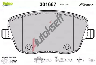 VALEO Sada brzdovch destiek FIRST VA 301667, 301667