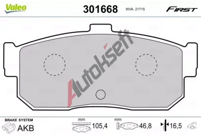 VALEO Sada brzdovch destiek FIRST VA 301668, 301668