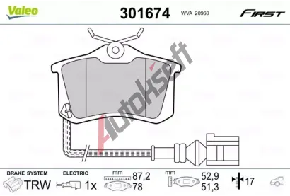 VALEO Sada brzdovch destiek FIRST VA 301674, 301674