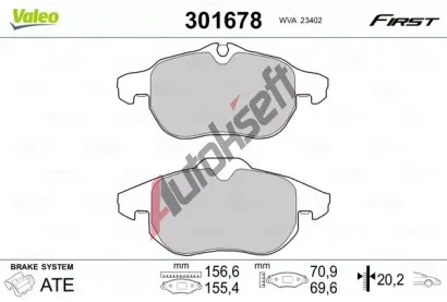 VALEO Sada brzdovch destiek FIRST VA 301678, 301678
