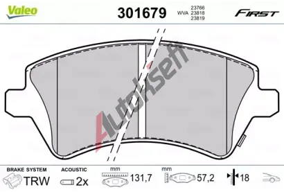VALEO Sada brzdovch destiek FIRST VA 301679, 301679