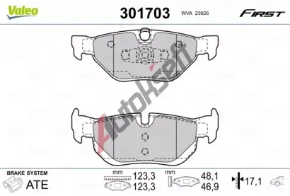 VALEO Sada brzdovch destiek FIRST VA 301703, 301703