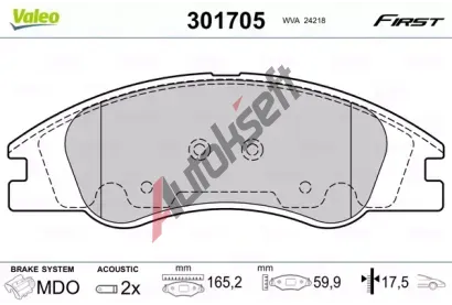 VALEO Sada brzdovch destiek FIRST VA 301705, 301705