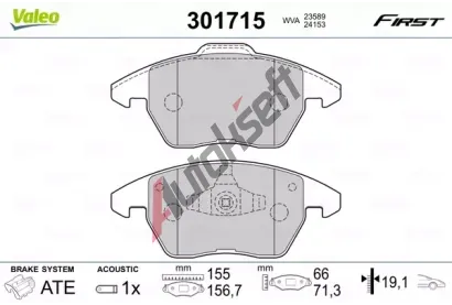 VALEO Sada brzdovch destiek FIRST VA 301715, 301715