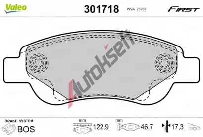 VALEO Sada brzdovch destiek FIRST VA 301718, 301718