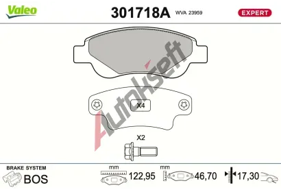 VALEO Sada brzdov�ch desti�ek EXPERT VA 301718A, 301718A