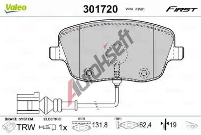 VALEO Sada brzdových destiček FIRST VA 301720, 301720 VALEO Sada brzdových destiček FIRST VA 301720, 301720