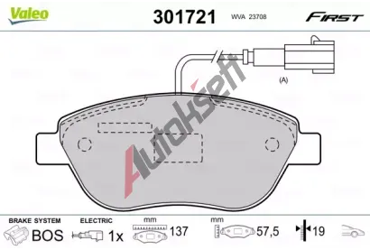 VALEO Sada brzdovch destiek FIRST VA 301721, 301721
