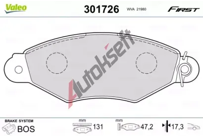 VALEO Sada brzdovch destiek FIRST VA 301726, 301726