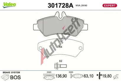 VALEO Sada brzdov�ch desti�ek EXPERT VA 301728A, 301728A