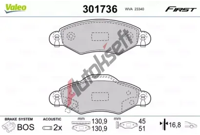 VALEO Sada brzdovch destiek FIRST VA 301736, 301736