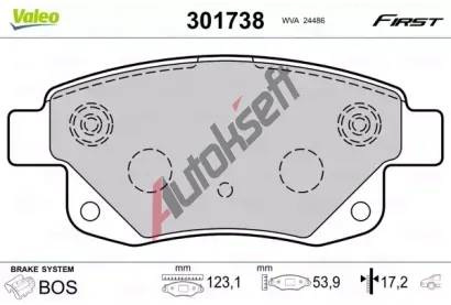 VALEO Sada brzdovch destiek FIRST VA 301738, 301738
