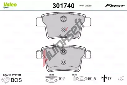 VALEO Sada brzdovch destiek FIRST VA 301740, 301740