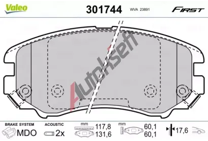 VALEO Sada brzdovch destiek FIRST VA 301744, 301744