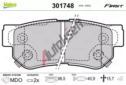 VALEO Sada brzdovch destiek FIRST VA 301748, 301748