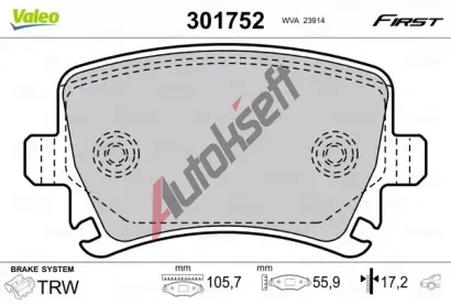 VALEO Sada brzdovch destiek FIRST VA 301752, 301752