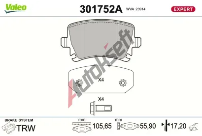 VALEO Sada brzdov�ch desti�ek EXPERT VA 301752A, 301752A
