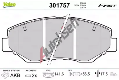 VALEO Sada brzdovch destiek FIRST VA 301757, 301757