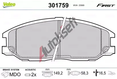 VALEO Sada brzdovch destiek FIRST VA 301759, 301759