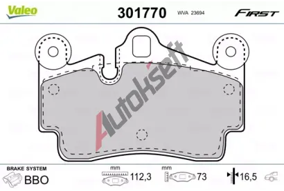 VALEO Sada brzdovch destiek FIRST VA 301770, 301770