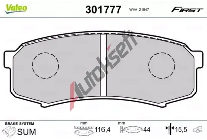 VALEO Sada brzdovch destiek FIRST VA 301777, 301777