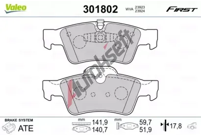 VALEO Sada brzdovch destiek FIRST VA 301802, 301802