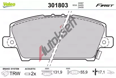 VALEO Sada brzdovch destiek FIRST VA 301803, 301803