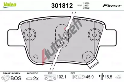 VALEO Sada brzdovch destiek FIRST VA 301812, 301812