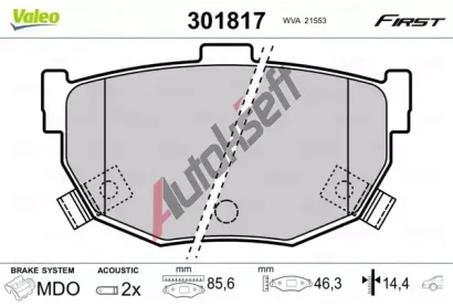 VALEO Sada brzdovch destiek FIRST VA 301817, 301817