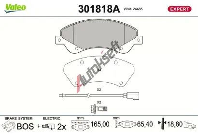 VALEO Sada brzdových destiček EXPERT VA 301818A, 301818A VALEO Sada brzdových destiček EXPERT VA 301818A, 301818A