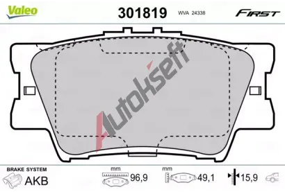 VALEO Sada brzdovch destiek FIRST VA 301819, 301819