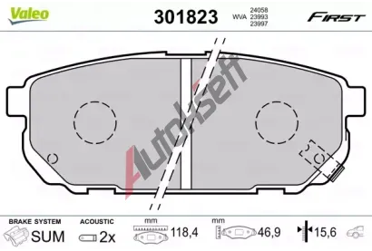 VALEO Sada brzdovch destiek FIRST VA 301823, 301823