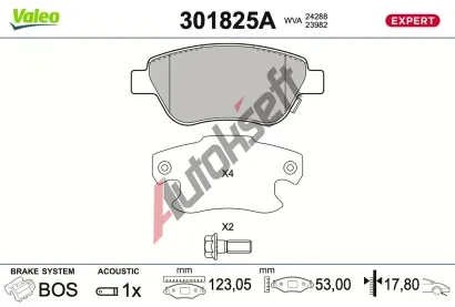 VALEO Sada brzdov�ch desti�ek EXPERT VA 301825A, 301825A